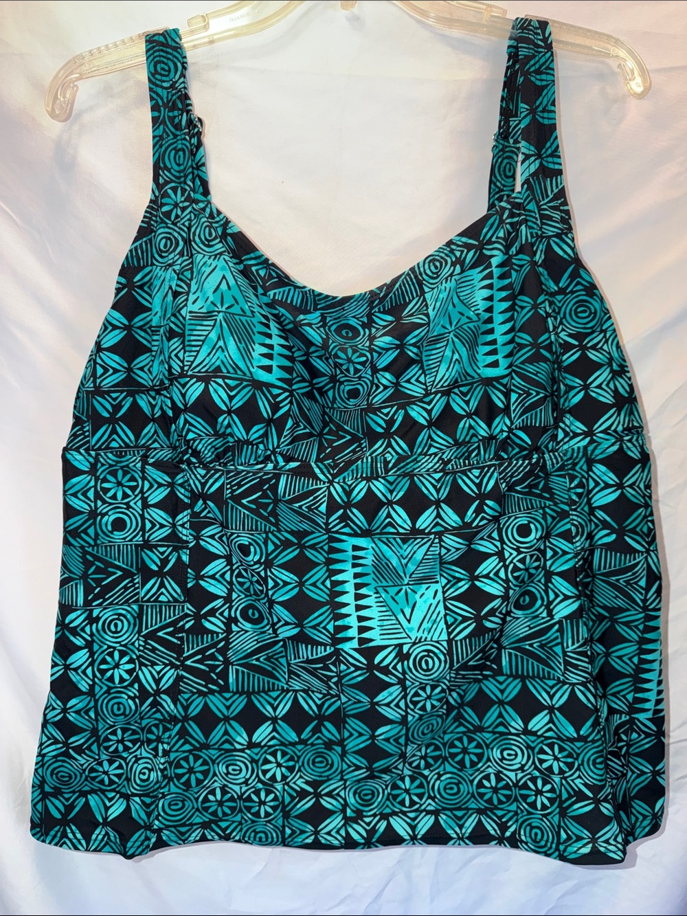 St John’s Bay Swim Top only. Teal & Black, Plus SZ 22, PTP 22”, Padded, (T1-365)